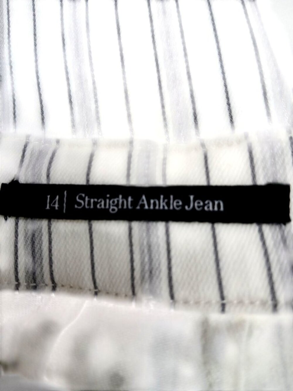 Talbots Womens Striped Capri Pants Size 14 Waist Tab Straight Ankle Jeans Hillsi - Picture 7 of 13
